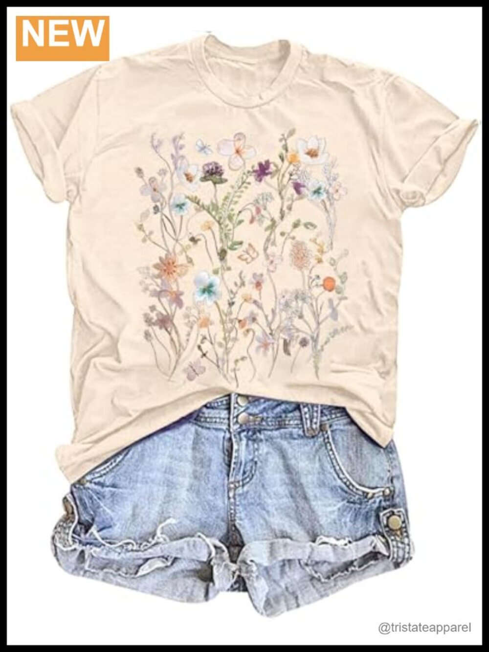 Vintage Wildflowers Graphic T-Shirt Short Sleeve Boho Floral Tee Casual Fall Top